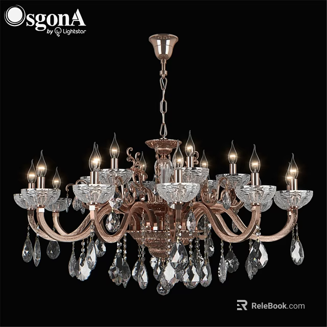 Elegant Crystal Chandelier With Ornate Design Glass Shades And Hanging Pendants 3d model 
