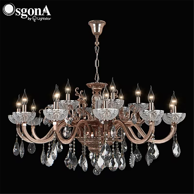 Elegant Crystal Chandelier With Ornate Design Glass Shades And Hanging Pendants 3d model