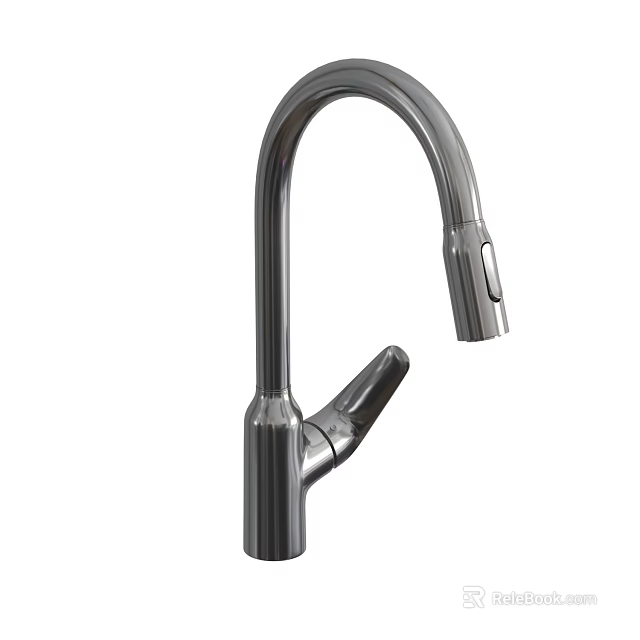 Modern Stainless Steel Kitchen Faucet With Pull Down Sprayer And Sleek Design 3d model 