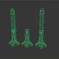 Three Black Metal Architectural Supports Featuring Intricate Carved Patterns