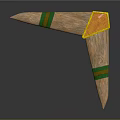 Wooden Throwing Weapon Featuring Green Stripes Yellow Frame And Pink Center
