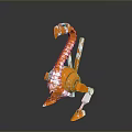 Orange Mechanical Dinosaur Game Movie Character With Long Neck Translucent Parts