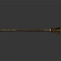 Decorative Ancient Weapon Staff With Elaborate Carved Patterns And Golden Accents