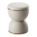 Modern Sofa Stool With Brown Cushion And White Body Gold Trim Design