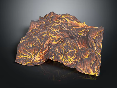 3D Rendered Volcanic Terrain Featuring Fractured Surface And Molten Lava Textures 3d model