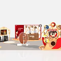 Coffee Exhibition Booth Design With Models Decorative Elements And Information Screens