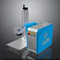 Blue Electronic Industrial Laser Marking Machine With Control Panel Workbench And Mechanical Arm 3d model