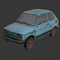 Vintage Blue Car With Old Weathered Body And Retro Classic Design