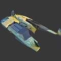 Futuristic Yellow And Blue Aircraft With Unique Wing Design And Solar Panels
