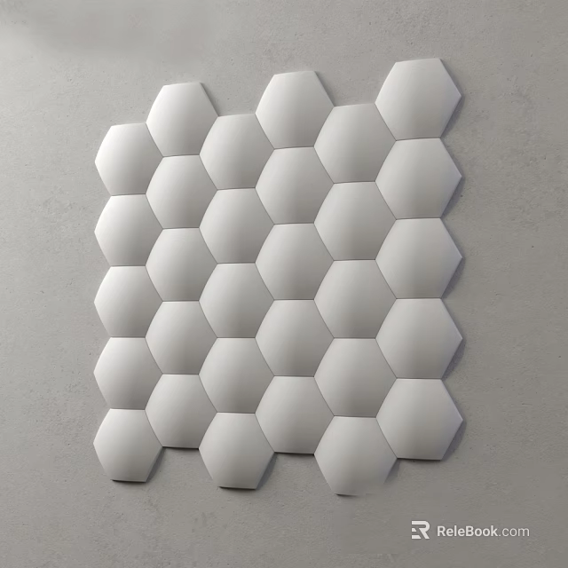 Modern White Hexagonal Wall Decor Arranged In Geometric Pattern On Concrete Background 3d model