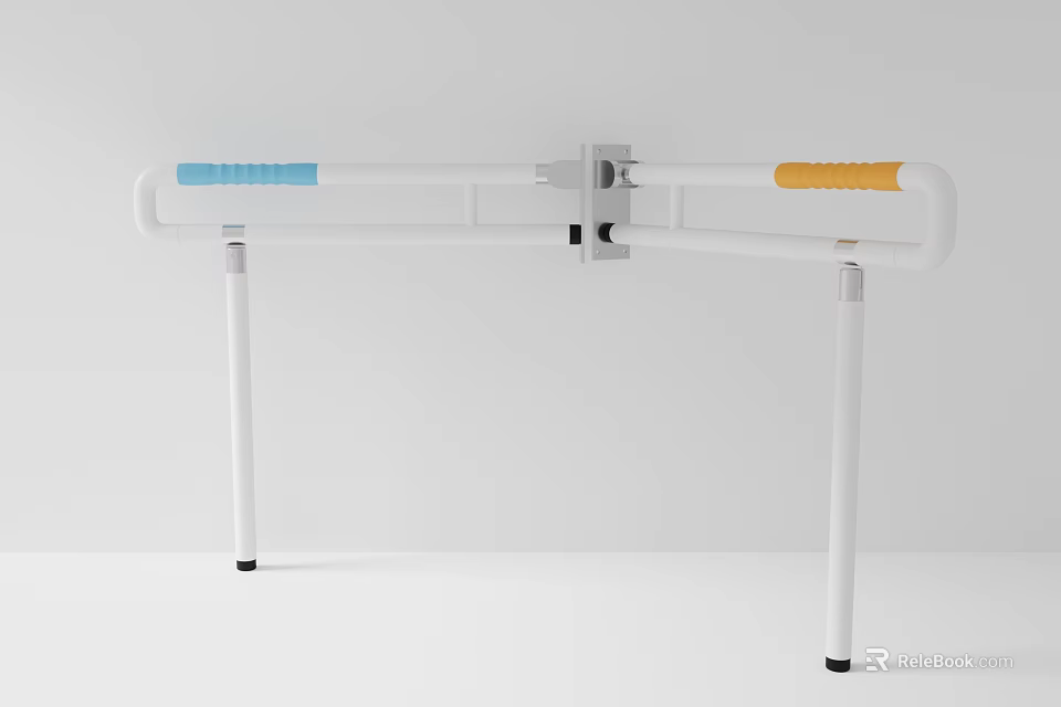 White Metal Support Frame With Blue And Orange Grips And Non Slip Base 3d model 