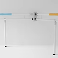 White Metal Support Frame With Blue And Orange Grips And Non Slip Base