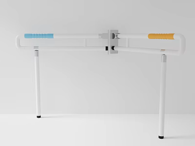 White Metal Support Frame With Blue And Orange Grips And Non Slip Base 3d model