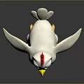 White Chicken Toy With Red Comb Yellow Beak And Yellow Feet On Dark Background