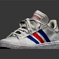 Adidas White Casual Sneakers With Red And Blue Stripes For Everyday Use