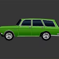 Vibrant Green Vintage Station Wagon with Black Windows and Silver Wheels