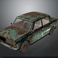 Rusty Turquoise Vintage Car With Weathered Body And Classic Design