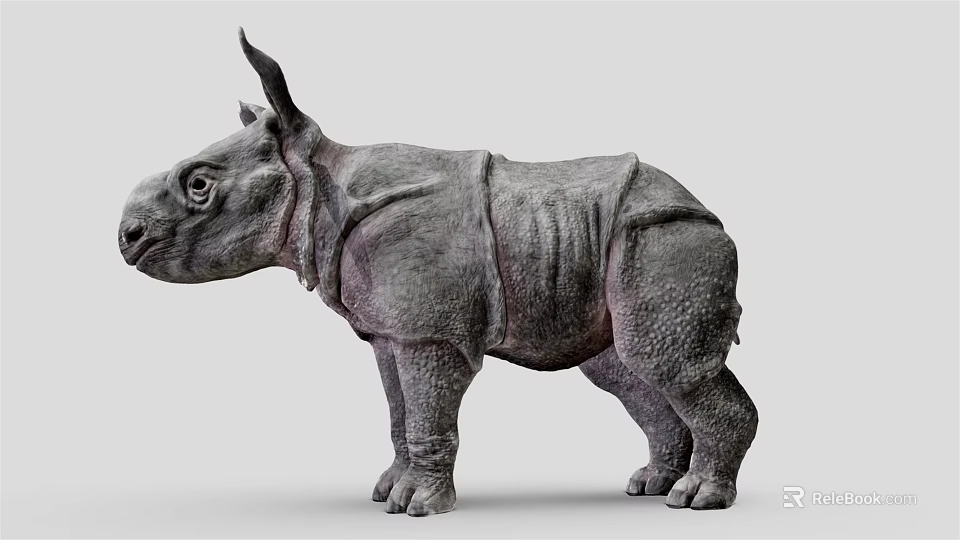 Lifelike Reptile Sculpture With Gray Textured Skin And Detailed Features 3d model 