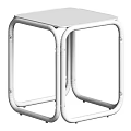 Modern Minimalist Clear Glass Top Dining Table With Polished Shiny Chrome Metal Sturdy Frame