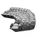 Curved Sectional Sofa With Block Design Black Green And Blanket For Living Room
