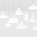 White Modern Pendant Lights with Various Shapes and Different Designs 3d model