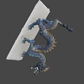 Detailed Bronze Dragon Statue With Scales Claws And White Base