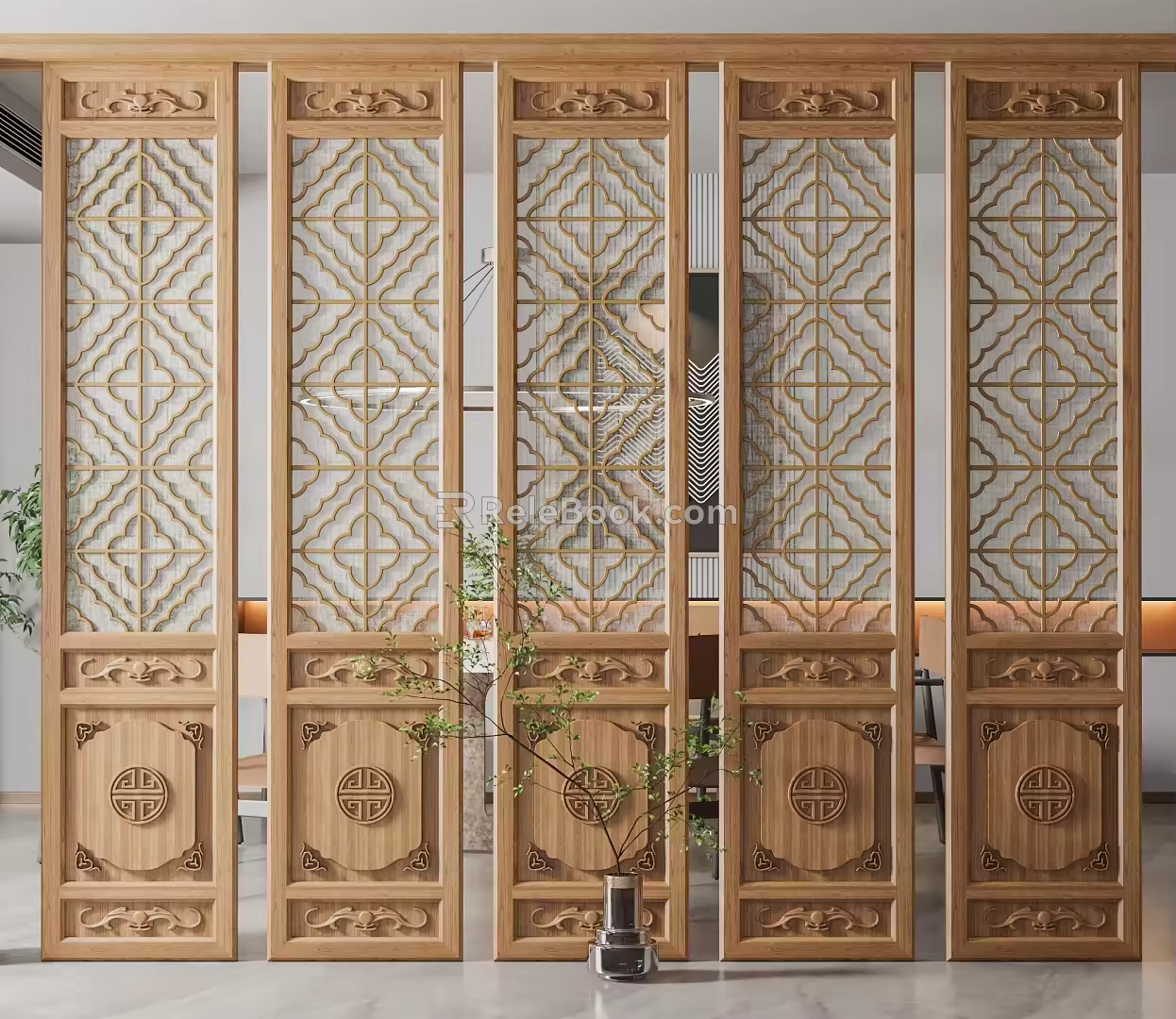 Chinese-style partition carved partition 3d model