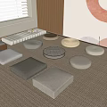 Tea Table And Chairs With Cozy Cushioned Seats Various Shapes Neutral Tones Wooden Wall