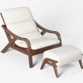 Comfortable Lounge Chair With Wooden Frame White Cushion And Matching Ottoman