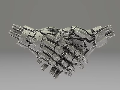 Mechanical Handshake Metal Sculpture With Intricate Structural Details And Artistic Design 3d model