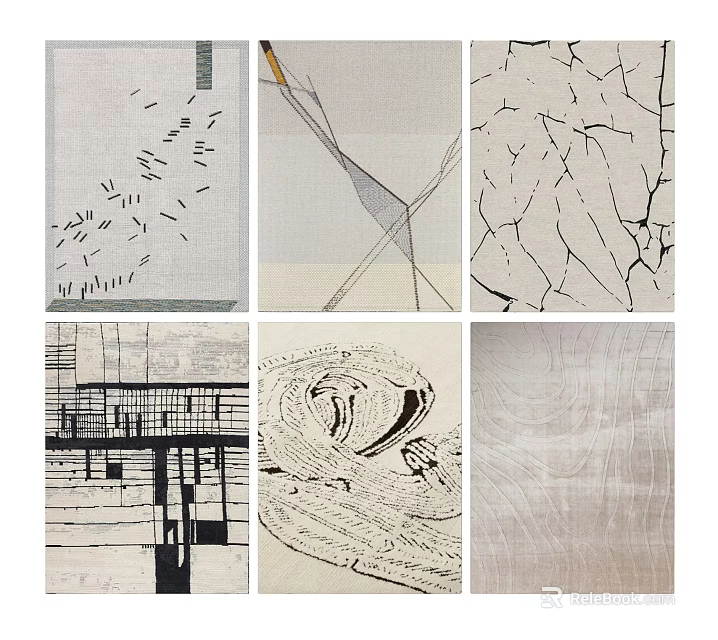 Modern Square Rugs With Abstract Patterns For Home Decor And Living Spaces 3d model