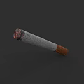 Realistic 3D Render of Lit Cigarette with Burning Tip Ash and Brown Filter