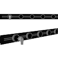 Black Long Strip Electrical Socket Bar With Multiple Circular Outlets And White Knobs