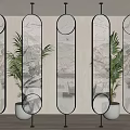 New Chinese-style Screen Partition Metal Rotating Screen Partition 3d model