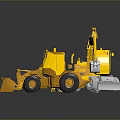 Yellow Construction Excavator Loader Vehicles With Worker Figures And Tripod