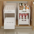 White Multi Tier Storage Organizer Set With Holed Drawers And Toiletries For Bathroom Wooden Cabinet