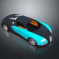 Luxury Blue And Black Sports Car With Streamlined Body Orange Interior Alloy Wheels