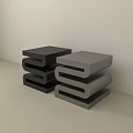 Modern Black and Gray Side Tables with Layered Stacked Structure for Living Room