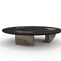 Modern Round Coffee Table With Dark Top Geometric Patterns And Metal Legs 3d model