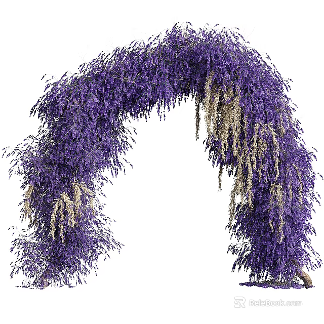 Elegant Decorative Archway Adorned With Purple Hanging Lavender Flowers And Greenery 3d model 