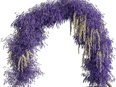 Elegant Decorative Archway Adorned With Purple Hanging Lavender Flowers And Greenery 3d model