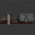 Rusty Industrial Equipment With Control Panel Metal Pipes And Mechanical Structure