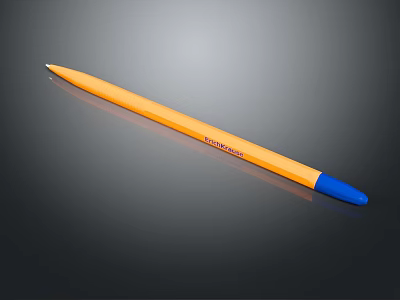 Faber-Castell Yellow Pencil With White Tip And Blue End Stationery Item 3d model