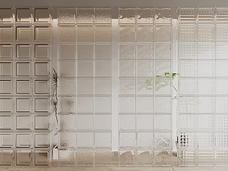 Modern glass brick partition 3d model