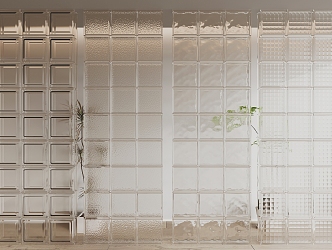 Modern glass brick partition 3d model