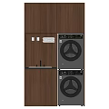 Wooden Bathroom Cabinet With Washer Dryer Storage Shelf Towel And Toiletries