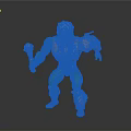 Muscular Warrior Toy Figure With Blue Helmet Green Pants Orange Armor Red Boots And Weapon