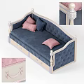 Elegant Pink Tufted Sofa With Blue Decorative Pillows And Storage Drawers 3d model