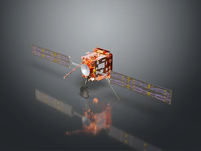 Satellite With Extended Solar Panels And Main Structure For Space Mission Design 3d model