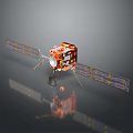 Satellite With Extended Solar Panels And Main Structure For Space Mission Design 3d model